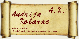 Andrija Kolarac vizit kartica